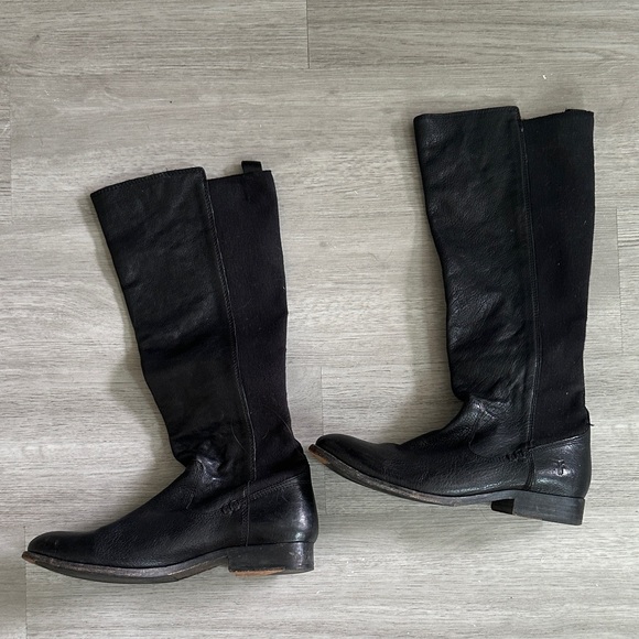 Frye Molly Gore Leather Knee-High Boots - Picture 1 of 5